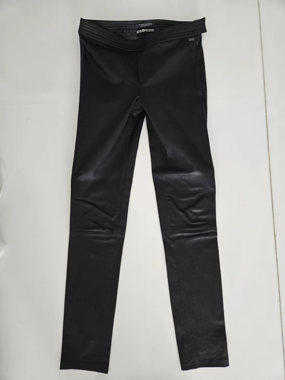 Scotch & Soda Black Skinny Leather Skinny Leg Pants, Size 1